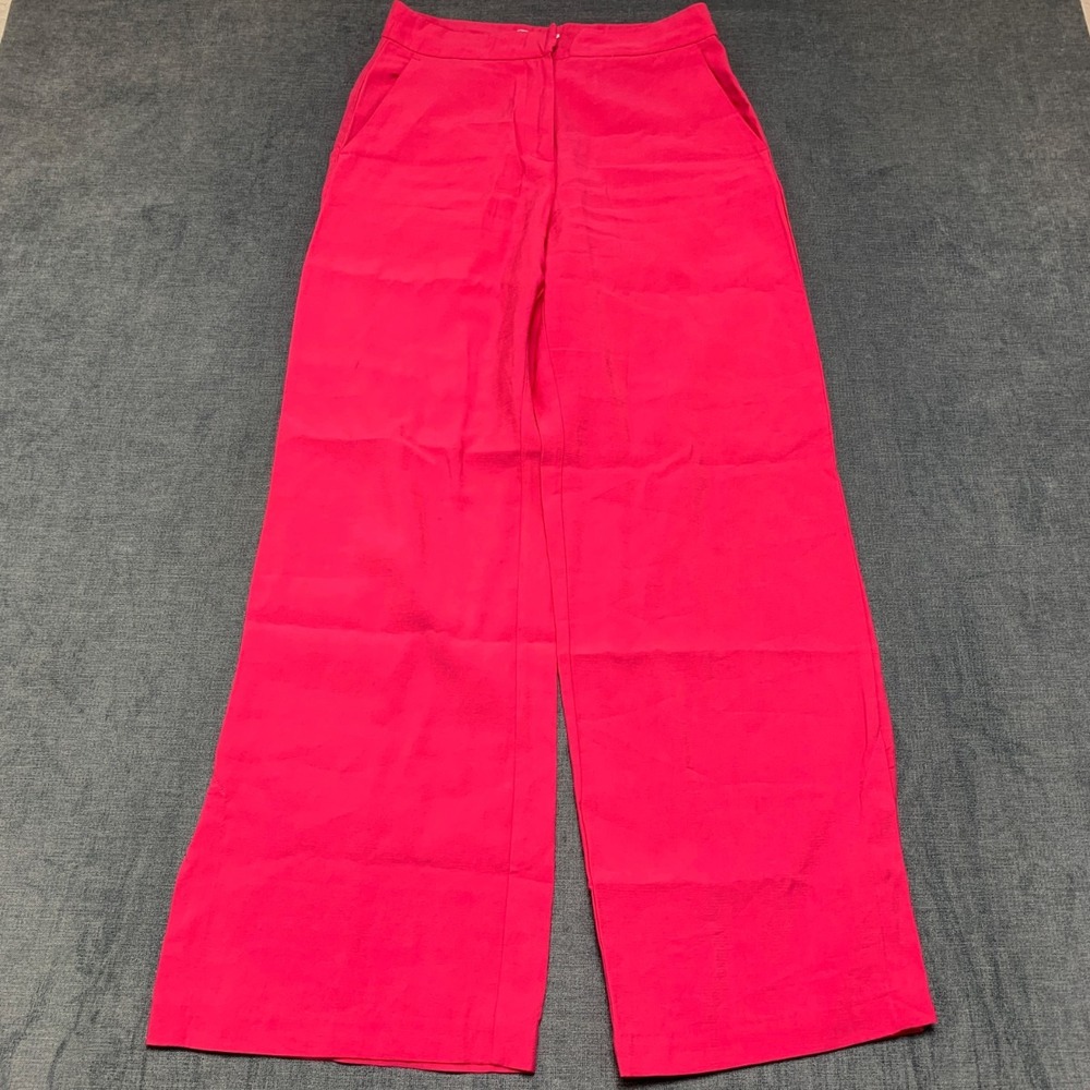 H&M Cigarette Dress Pants Womens 6 28x30 Pink Linen Regular Fit Formal Business